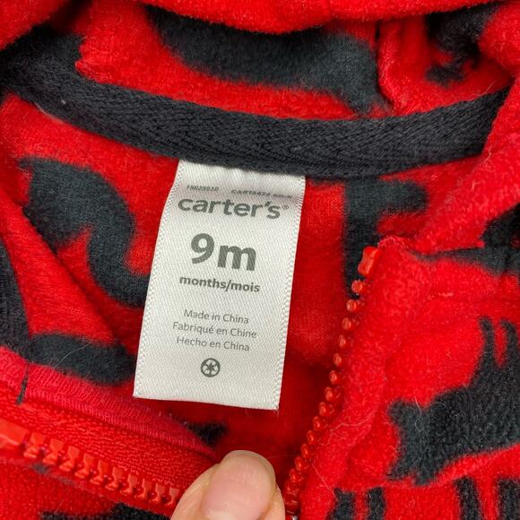 Carter's Boy's Red Fleece Arctic Animals Full Zip Hoodie Size 9M - Picture 4 of 5